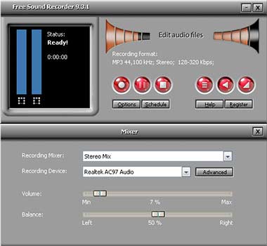 Free Sound Recorder - захват звука